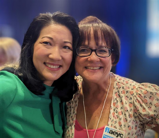 First Latina President of FLAEYC, Raquel Diaz, (right) with the First Asian CEO of NAEYC, Michelle Kang (left).