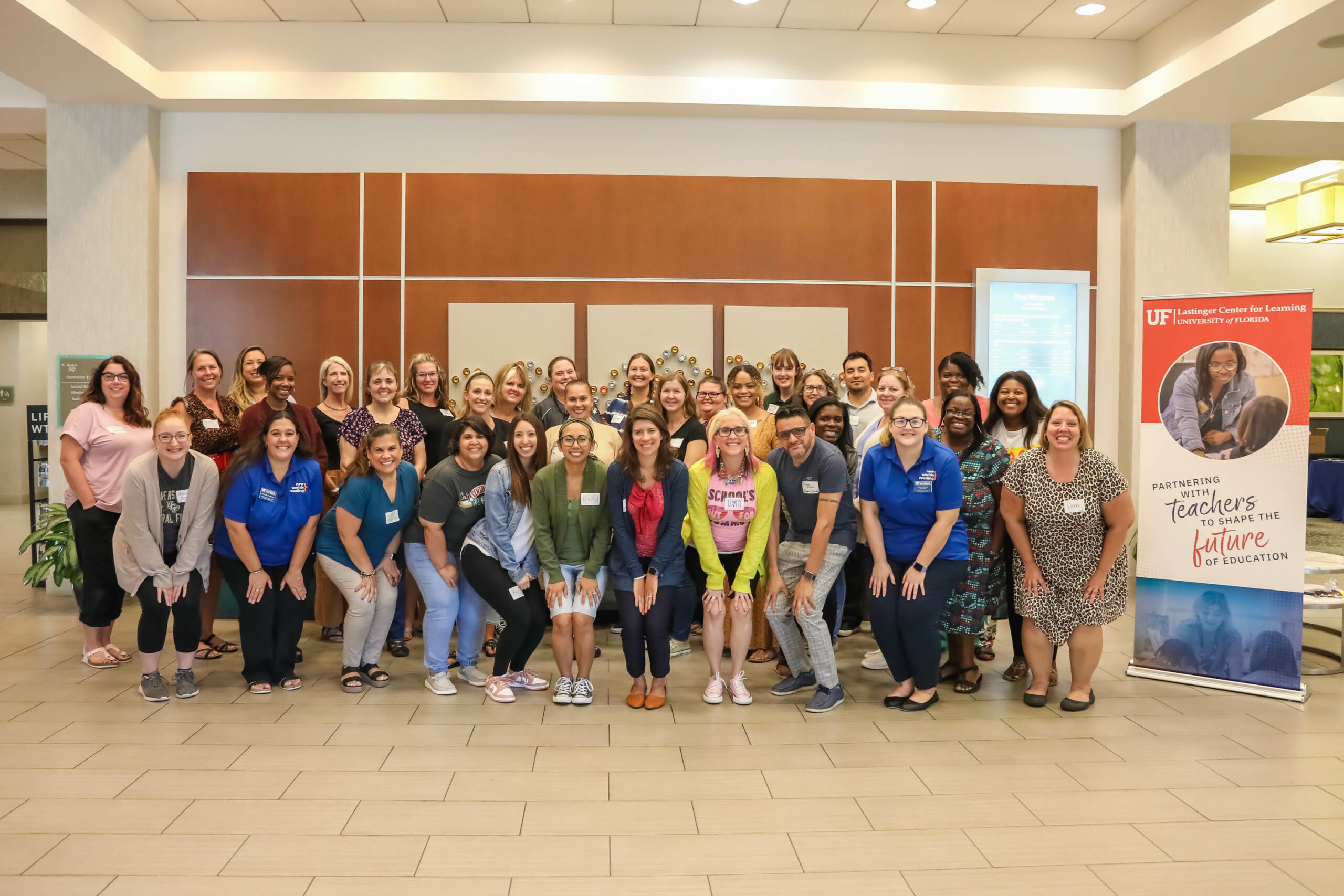 A group photo of teachers who completed the New Worlds Reading Teacher PD.